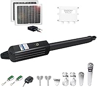 TOPENS A8S Solar Automatic Gate Opener for Heavy Duty Single Swing Gates up to 18ft or 880lbs - Includes Panels & Remotes