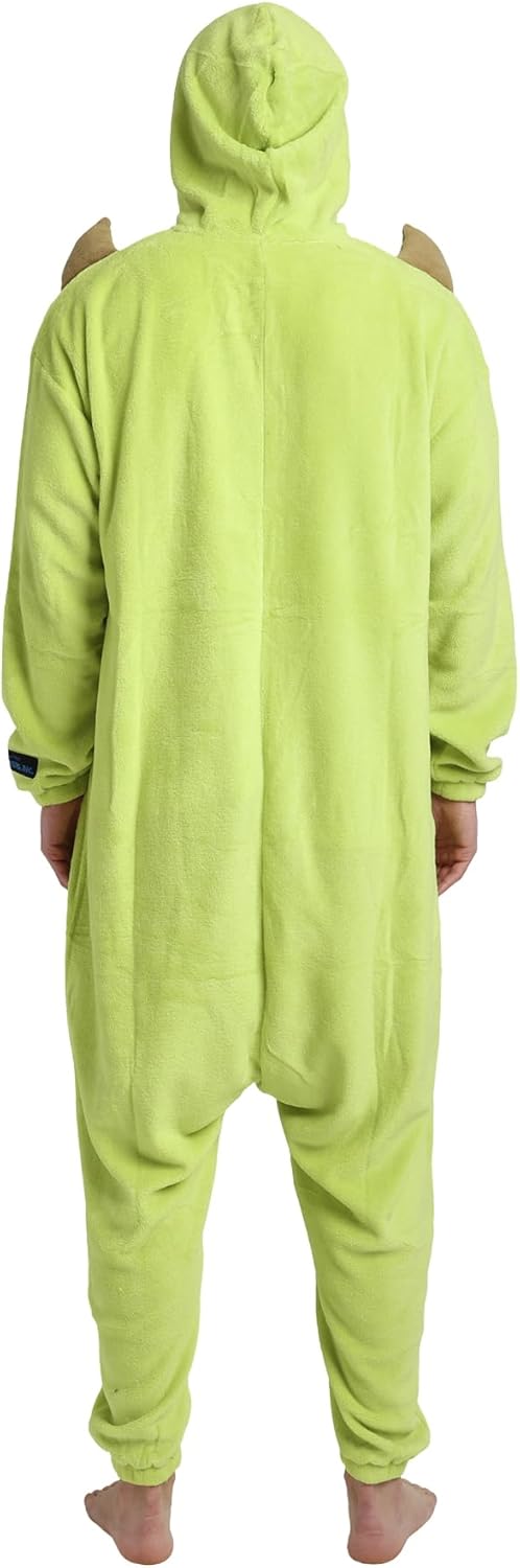 Bioworld Monsters Inc Mike Wazowski Adult Green Long Sleeve Hooded Kigurumi Onesie Costume Cosplay Suit - Image 3