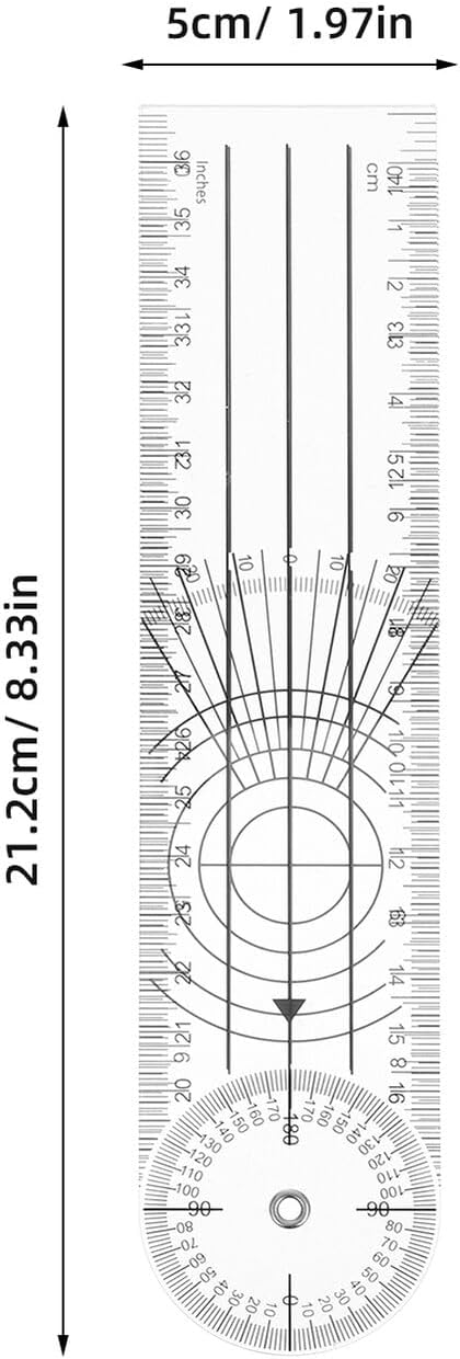4 Pieces 8-inch Plastic Angle Protractor with Double Arms, Folding Angle Finder Ruler for Orthopedic Joint Measurement and Woodworking Tasks