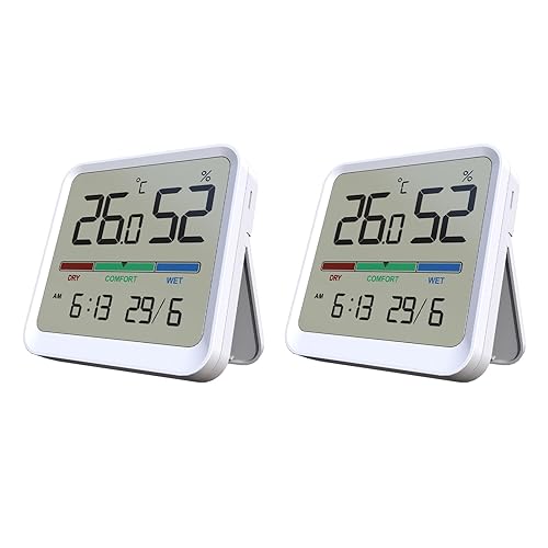 Miniatura 11 de Termómetro para interior y higrómetro de la marca Temtop, monitor digital de precisión de temperatura/humedad con imán y adhesivo de 3M, fecha y