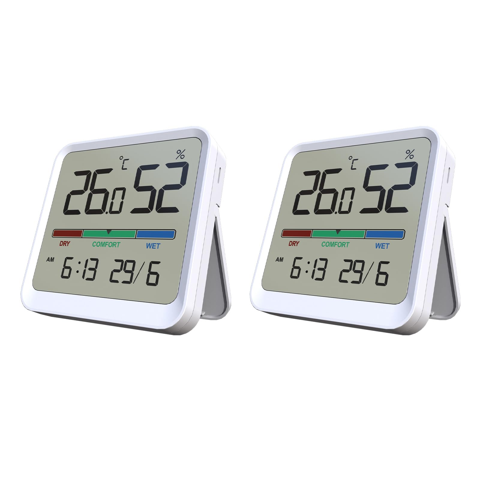 Thermomètre Hygromètre Numérique Intérieur – Lot De 2, Précision ±1°C ±5% HR, Affichage Confort Couleur, Fixation Aimant/adhésif
