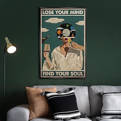 Miniatura 6 de Quark Póster vintage con texto en inglés Lose Your Mind Find Your Soul (Lose Your Mind Find Your Soul) para pared de salud mental, arte abstracto y