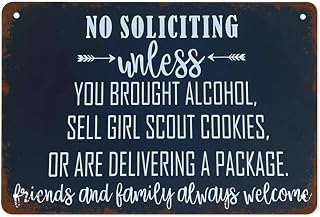 No Soliciting Unless Your Brought Alcohol Sell Girl Scout Cookies Best Vintage Fun Metal Sign 8x12 Inch