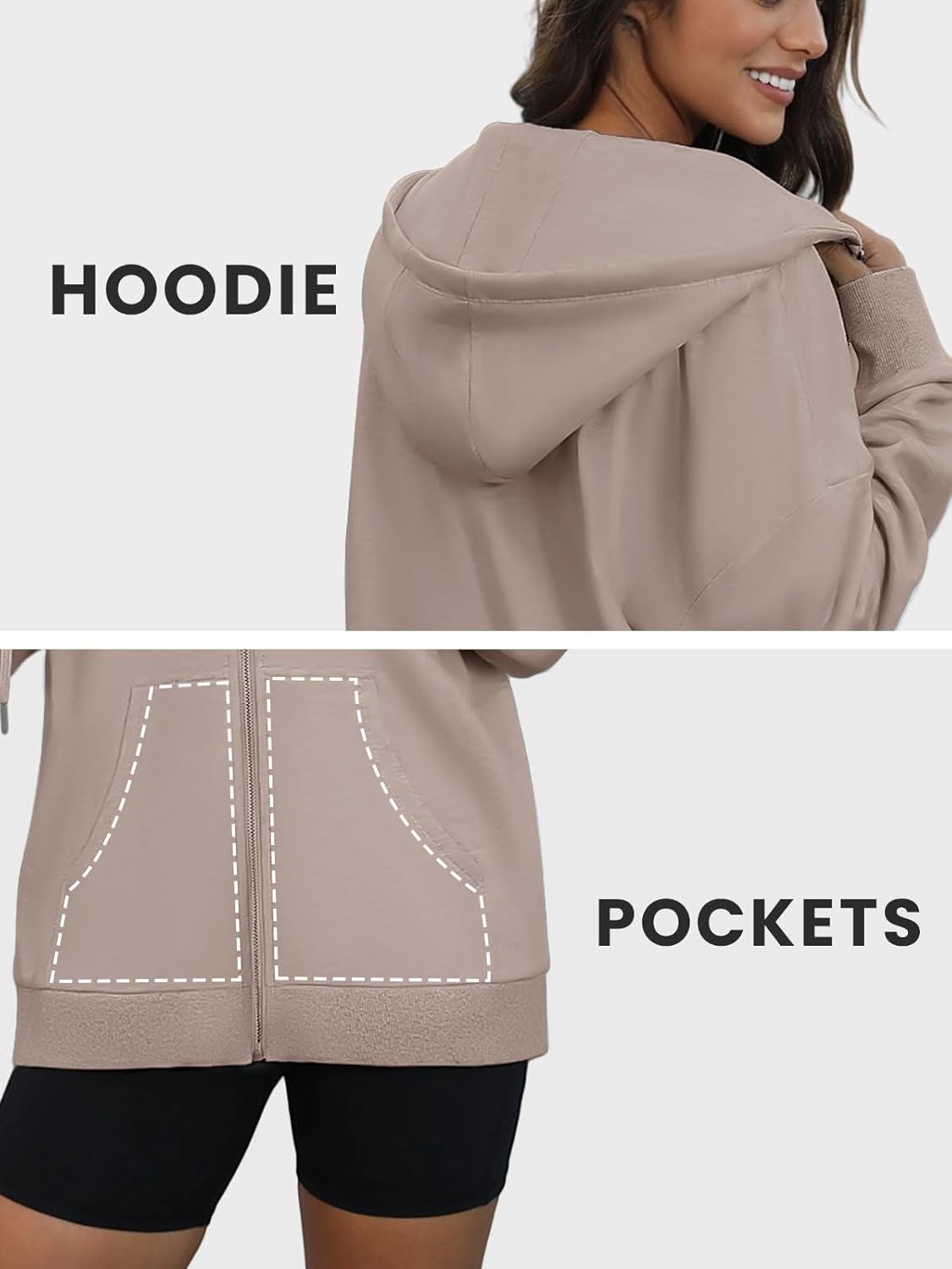 Oversized Zip Up Hoodies for Women Long Sleeve Sweatshirts Y2K Casual Track Jackets with Pockets - Image 6