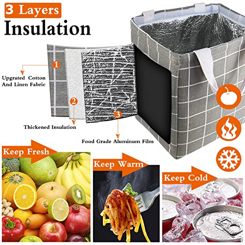 Daixers Lunch Bag Insulated Lunch Box For Women Men,Reusable Adult Lunch Tote Bags For Work Or Travel (Gray Plaid) #TOP3