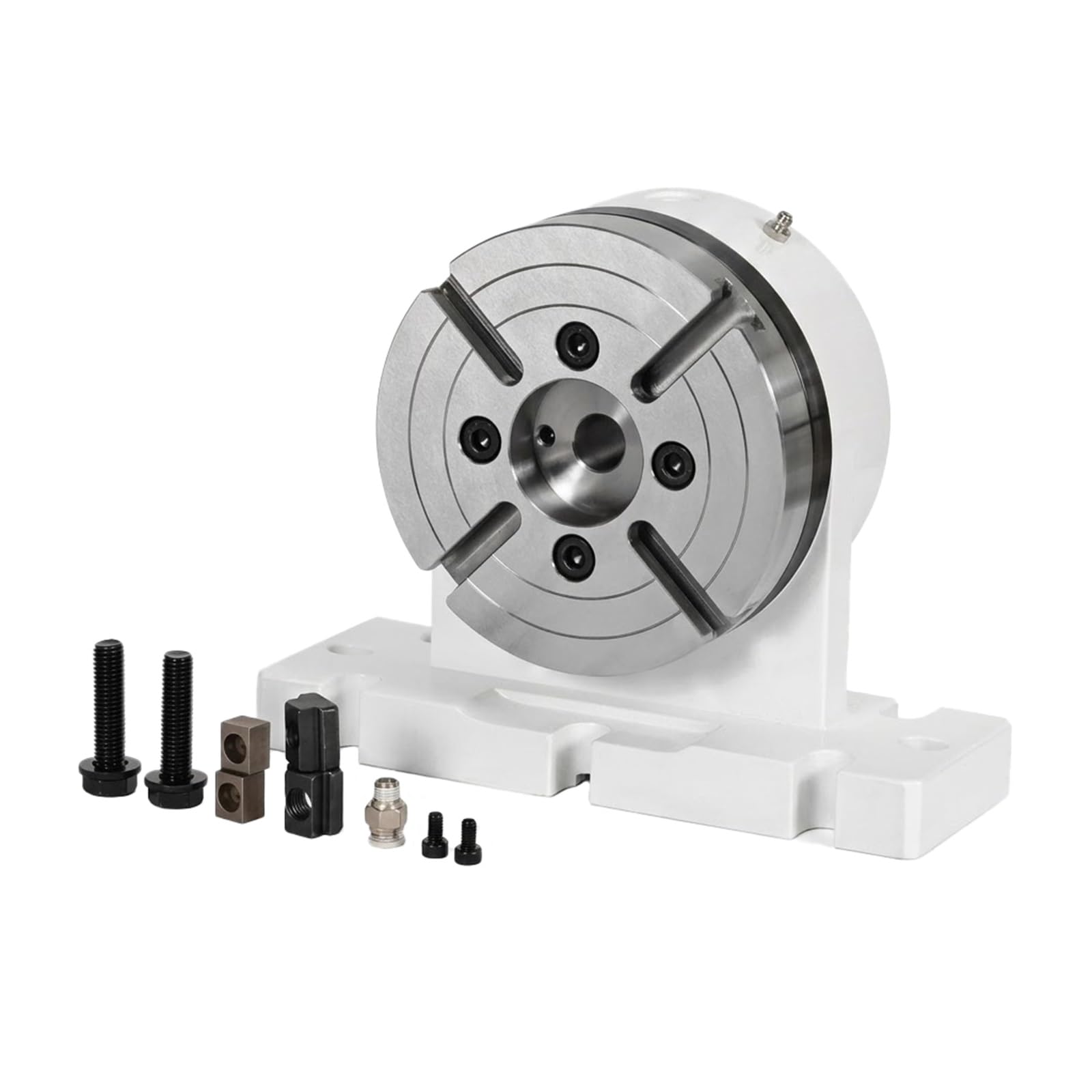 Contrapunta Freno Disco Torno 170mm, Para Mecanizado Simultáneo CNC 4 Ejes | Taladro interior 55mm, taladro pasante 21mm, base montaje en U, conexión brida para torno CNC(Center Height 135mm)