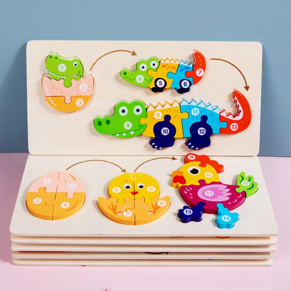 Puzzle del Ciclo di Vita degli Animali in Legno, Gioco di Sviluppo Montessori per Bambini Piccoli