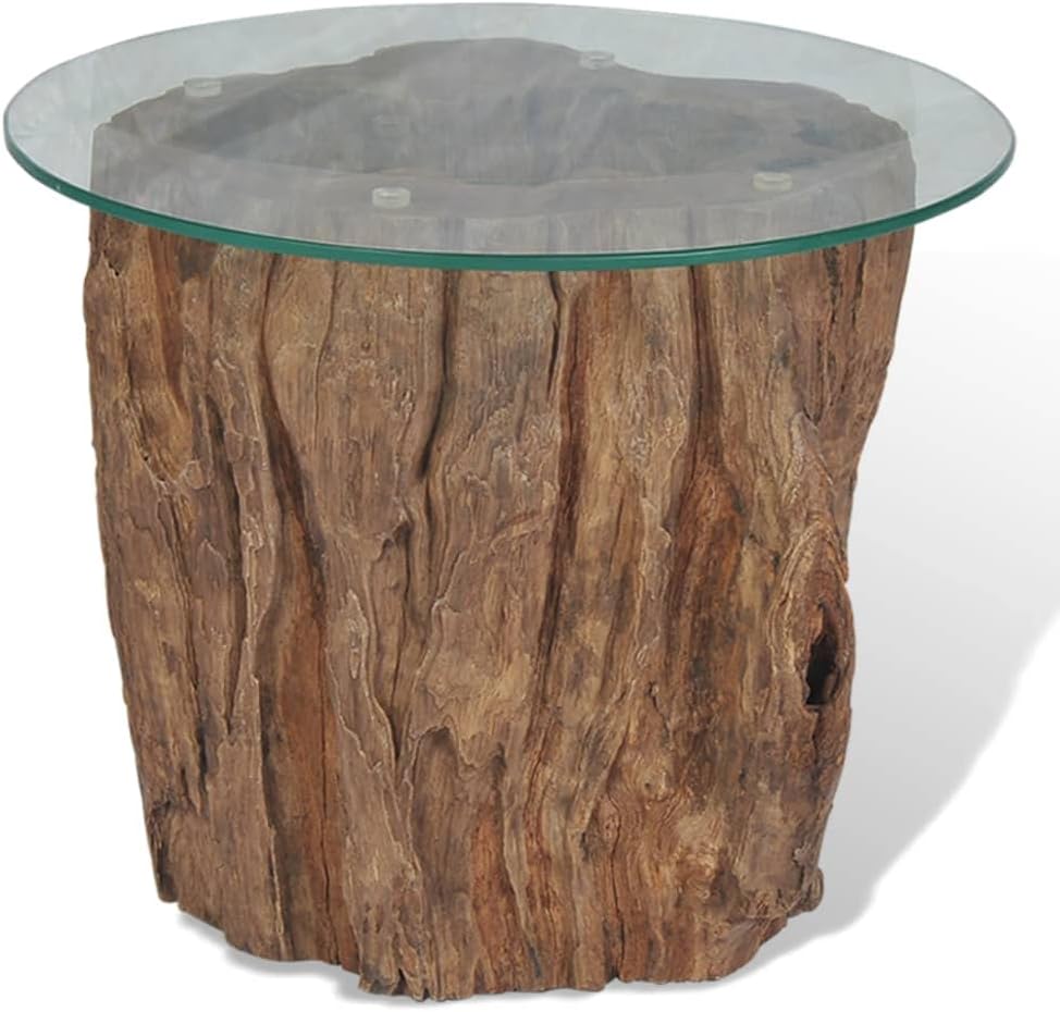 Coffee Table,Living Room Tables,Coffee Table Small,for Camping, patios, Gardens, Pool Decks Teak Glass 19.7"x15.7"