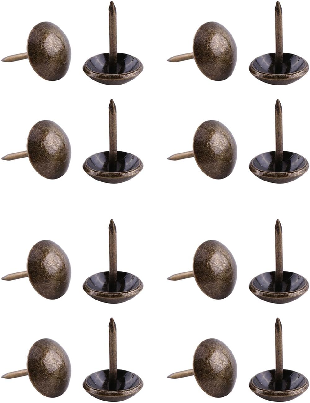 Hilitand 100pcs Upholstery Tacks, Furniture Nails Pins Antique Sofa Rivet Upholstery Pins Craft Thumbtack Tack Brass (Smooth Nails 12x17mm)