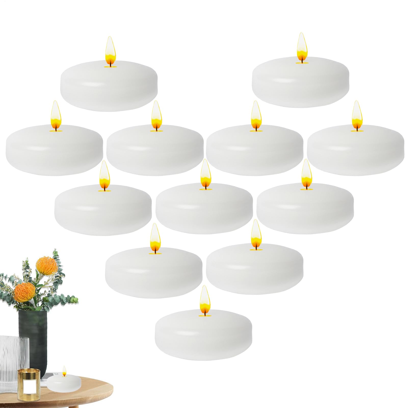 Candele galleggianti bianche, piccole candele per laghetto e piscina, in cera naturale, durata pulita, per matrimoni, feste, cene romantiche e San Valentino