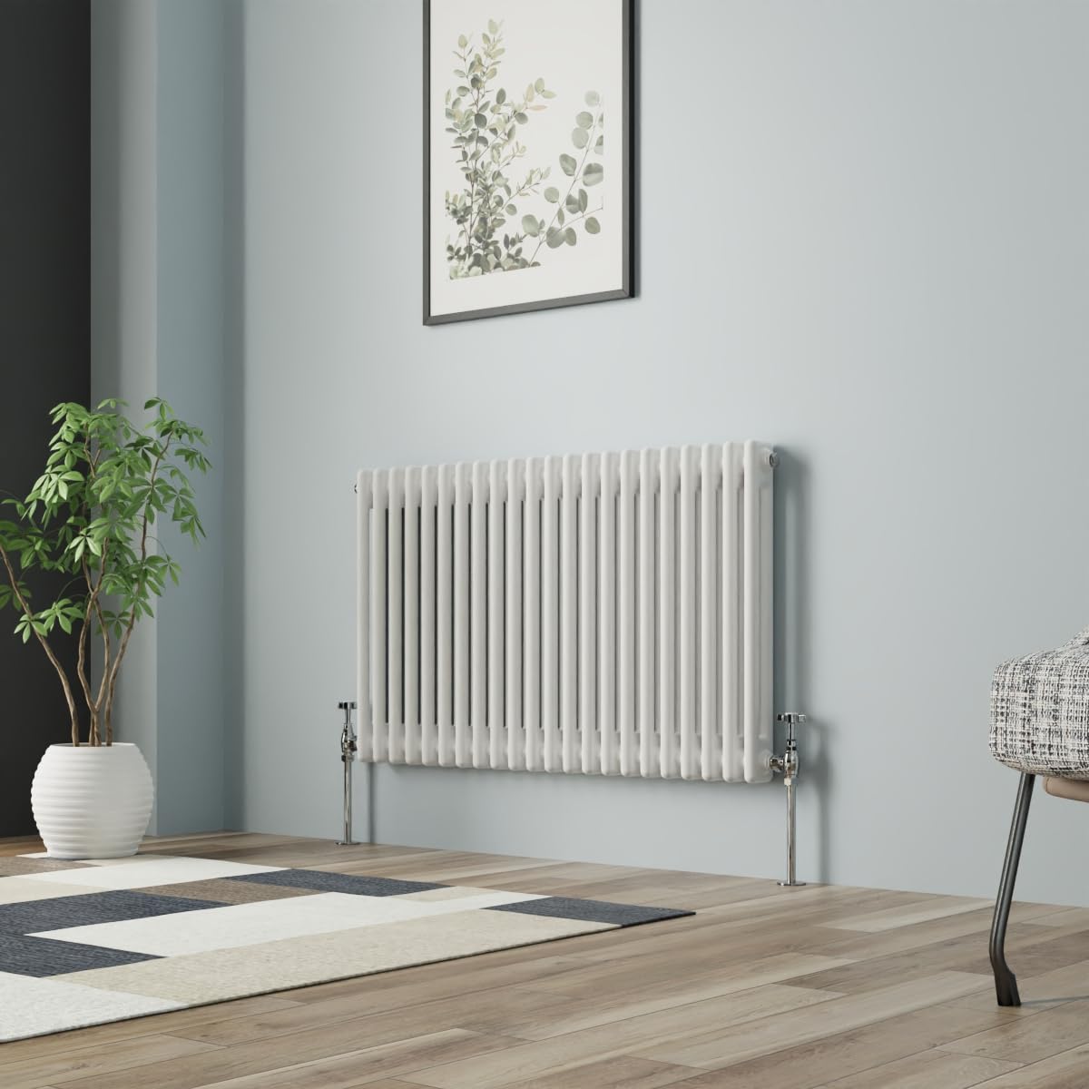 NRG Colonna Radiatore Bianco 600x1010mm Doppio Tradizionale Stile Ghisa Riscaldatore Interni Designer Orizzontale Bagno Radiatori