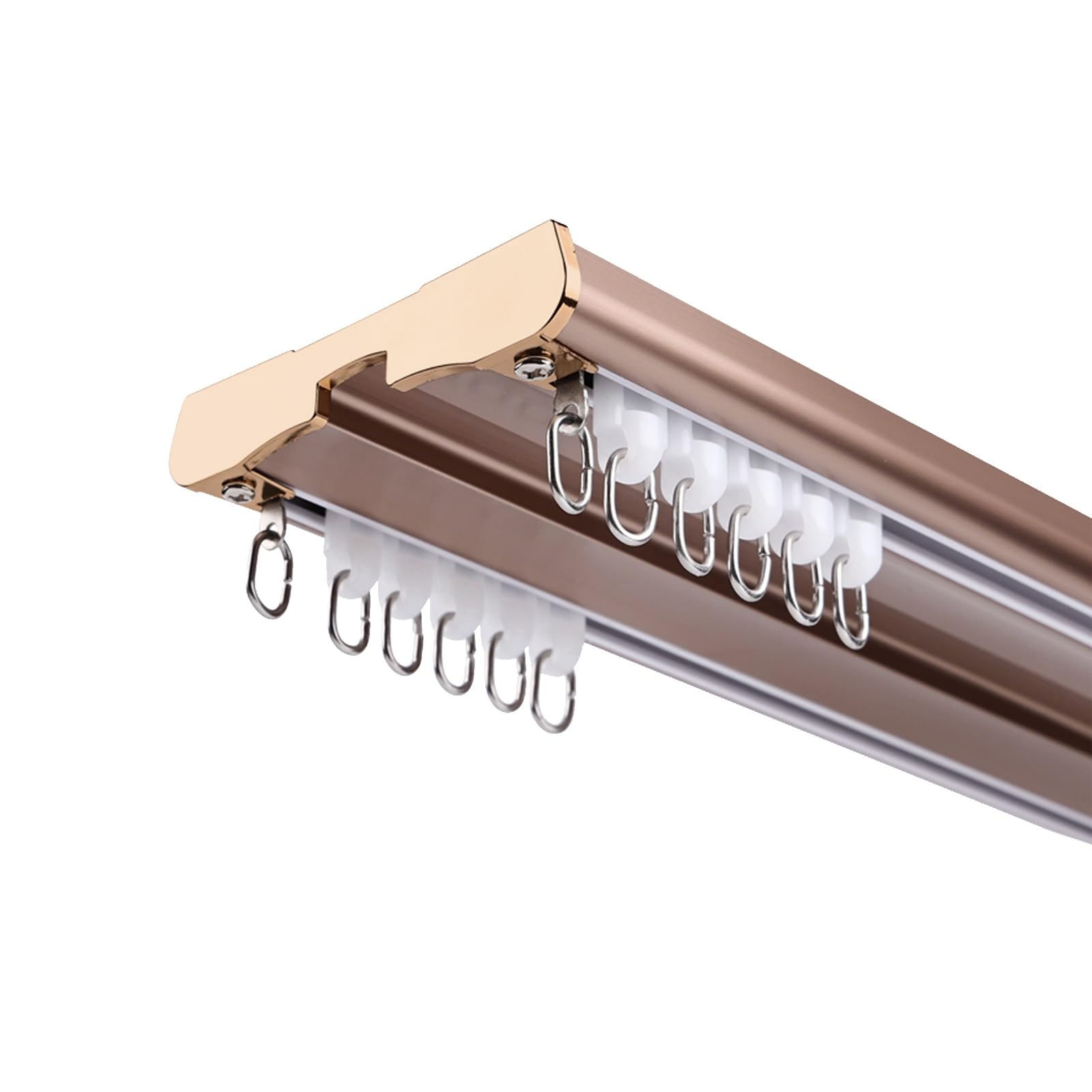 Doppelläufige Gardinenstange (68 - 69 cm), Deckenhalterung für Vorhänge, Vorhänge, Raumteiler, farblich abgestimmt (Champagner 110 cm) – vielseitige Heimdekor-Lösung