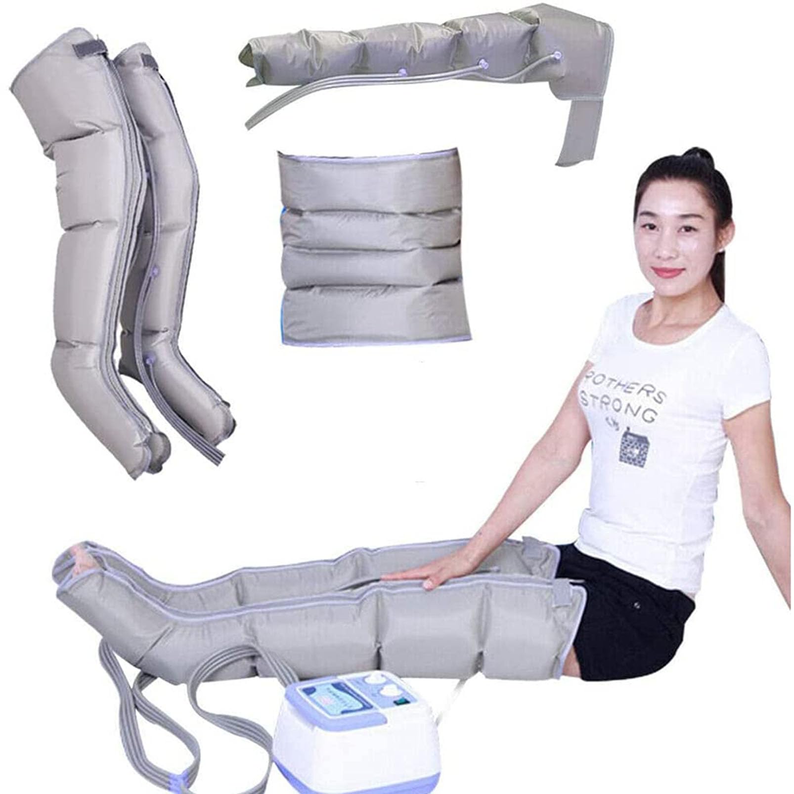 Massaggiatore Pneumatico per Gambe a 4 cavità, Compressione d'Aria Massaggiatore per Gambe con Drenaggio Linfatico, Aiuta ad Alleviare Gonfiore e Dolori da Edema