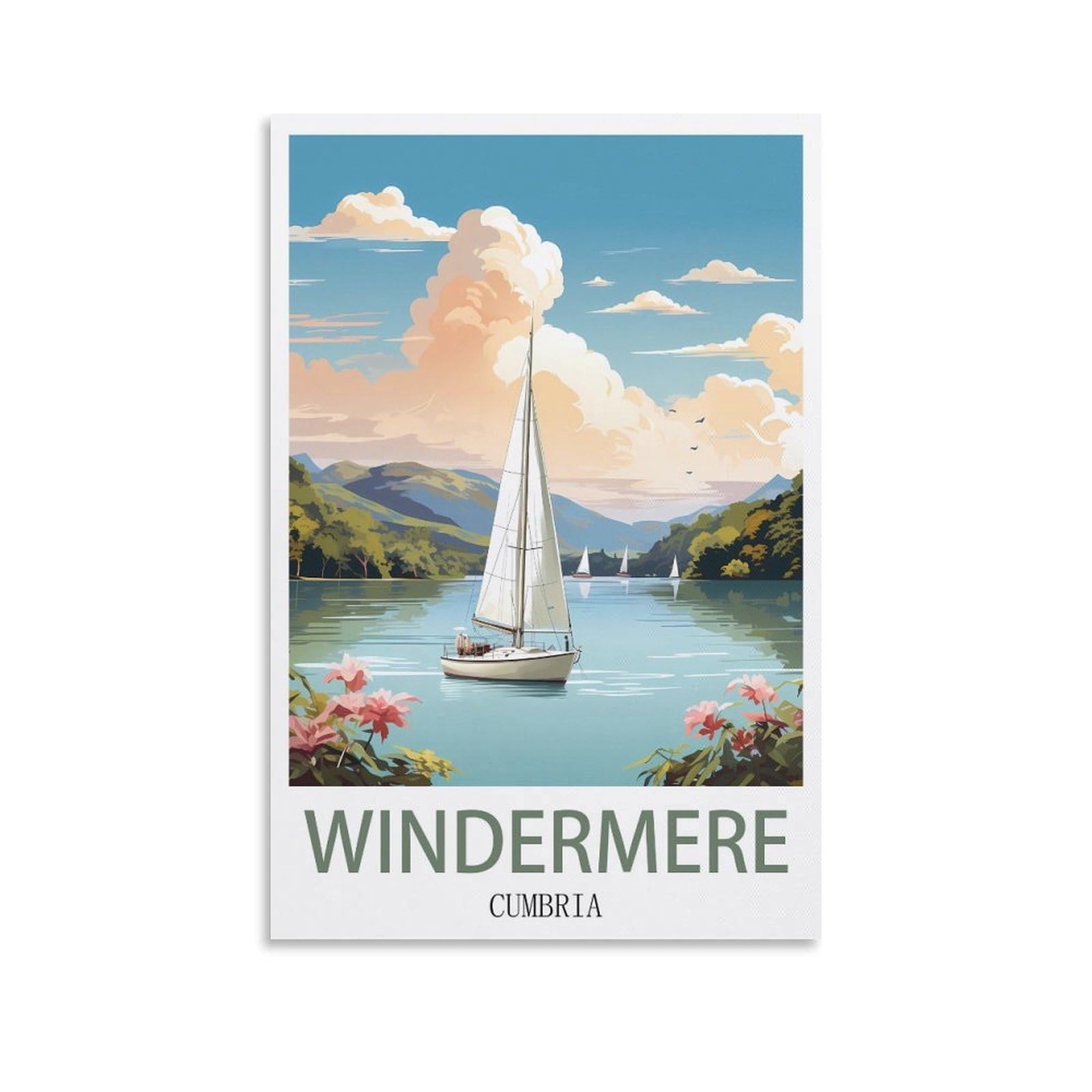 Metal Tin Sign Windermere Cumbria Wall Art Vintage Decor for Man Cave Garages Home Bedroom Retro Decor 30x30cm