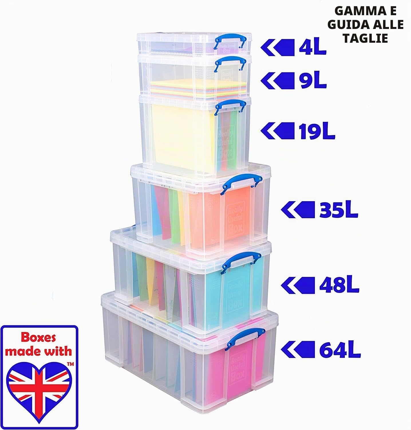 Really Useful Box Confezione da 2, 64 litri, trasparente per organizzazione e stoccaggio, 710 x 440 x 310 mm