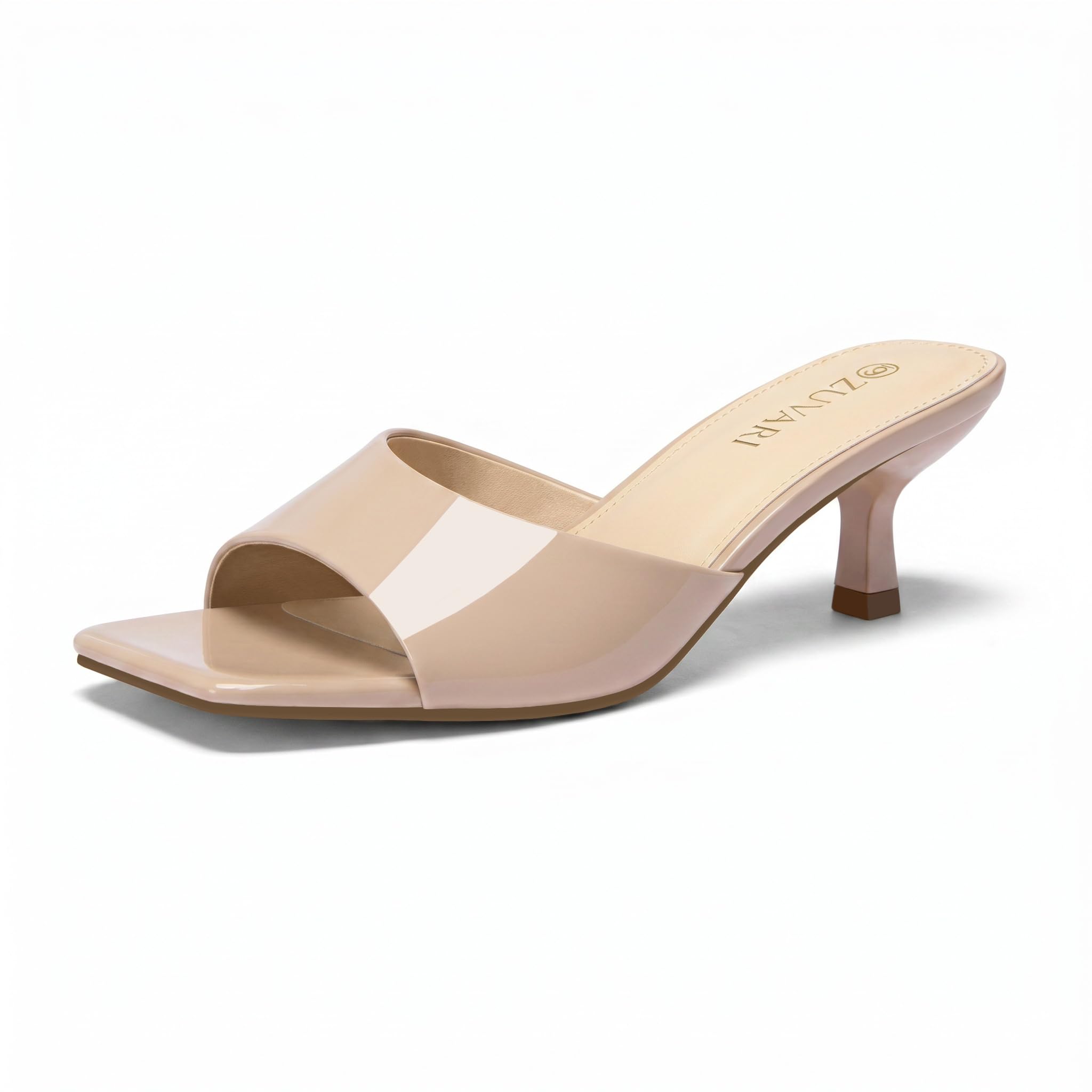 ZUVARI White Kitten Heel for Women Sandals Open Toe Stiletto 2 Inch Low...