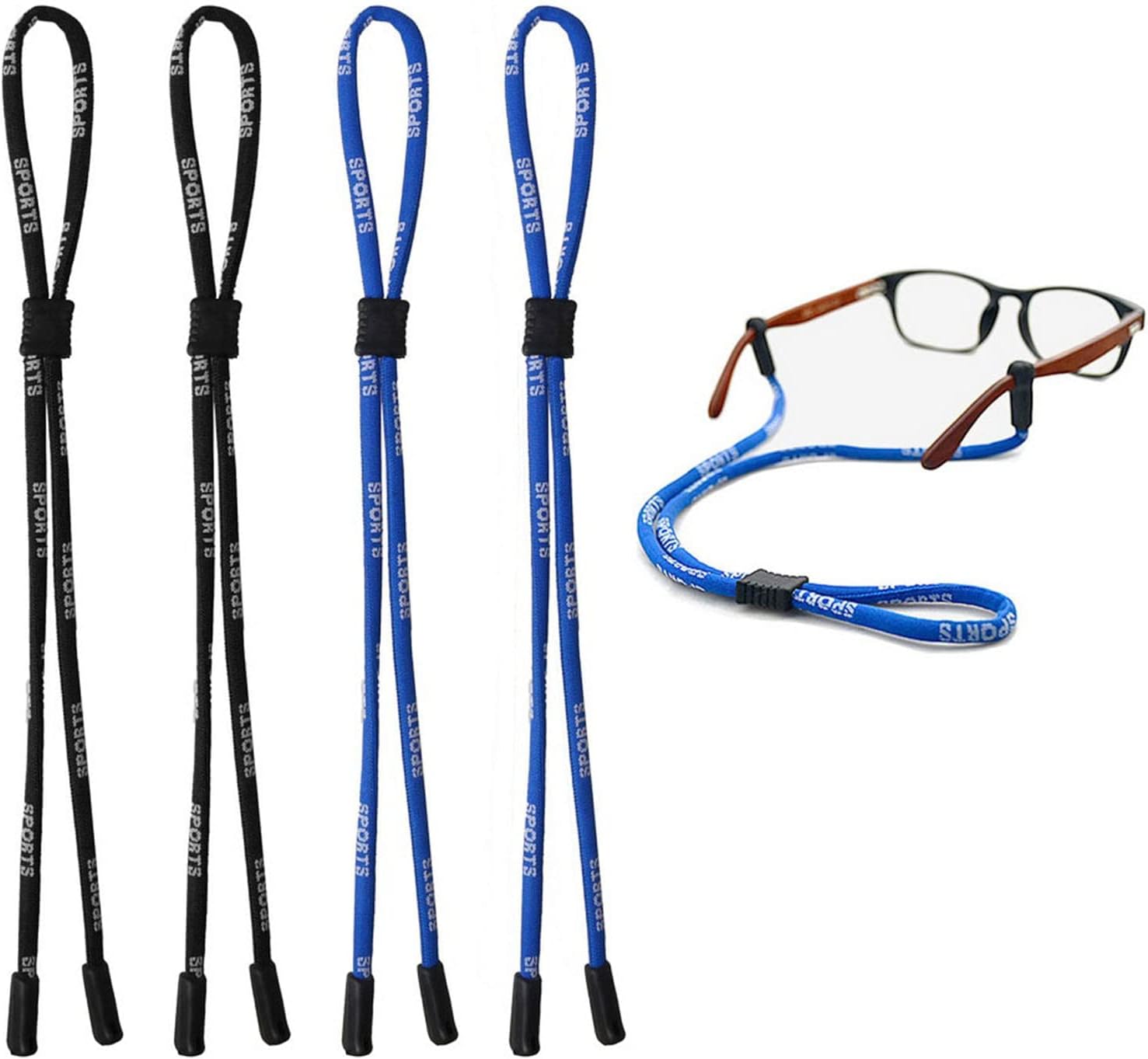 4 pcs Safety Glasses Strap, Glasses chain glasses cord sunglasses chain Universal Fit Rope Sports Glasses String Adjustable Eyewear Strap Eyewear Holder sunglasses strap Lanyards for Men Women