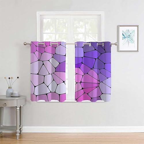 Miniatura 3 de Cortinas para Ventanas Pink Geometric Mosaic Curtains for Doors Acoustic Blanket 72Inch Width by 72Inch Length,2 Panels