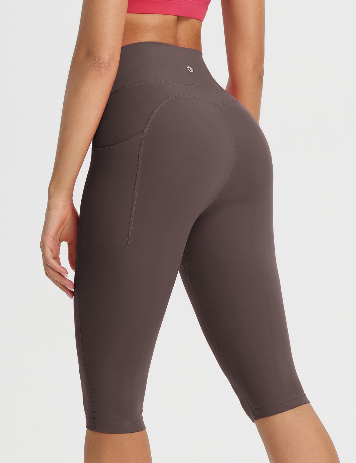 BALEAF Damskie legginsy Capri do kolan z kieszeniami Capri z wysokim stanem joga na co dzień trening ćwiczenia