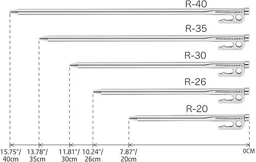 Vista 7 de CAMPINGMOON 7.87 pulgadas 8 piezas de acero inoxidable martensítico 420J2 endurecido forjado estaca estaca estaca de potencia ideal para suelo duro