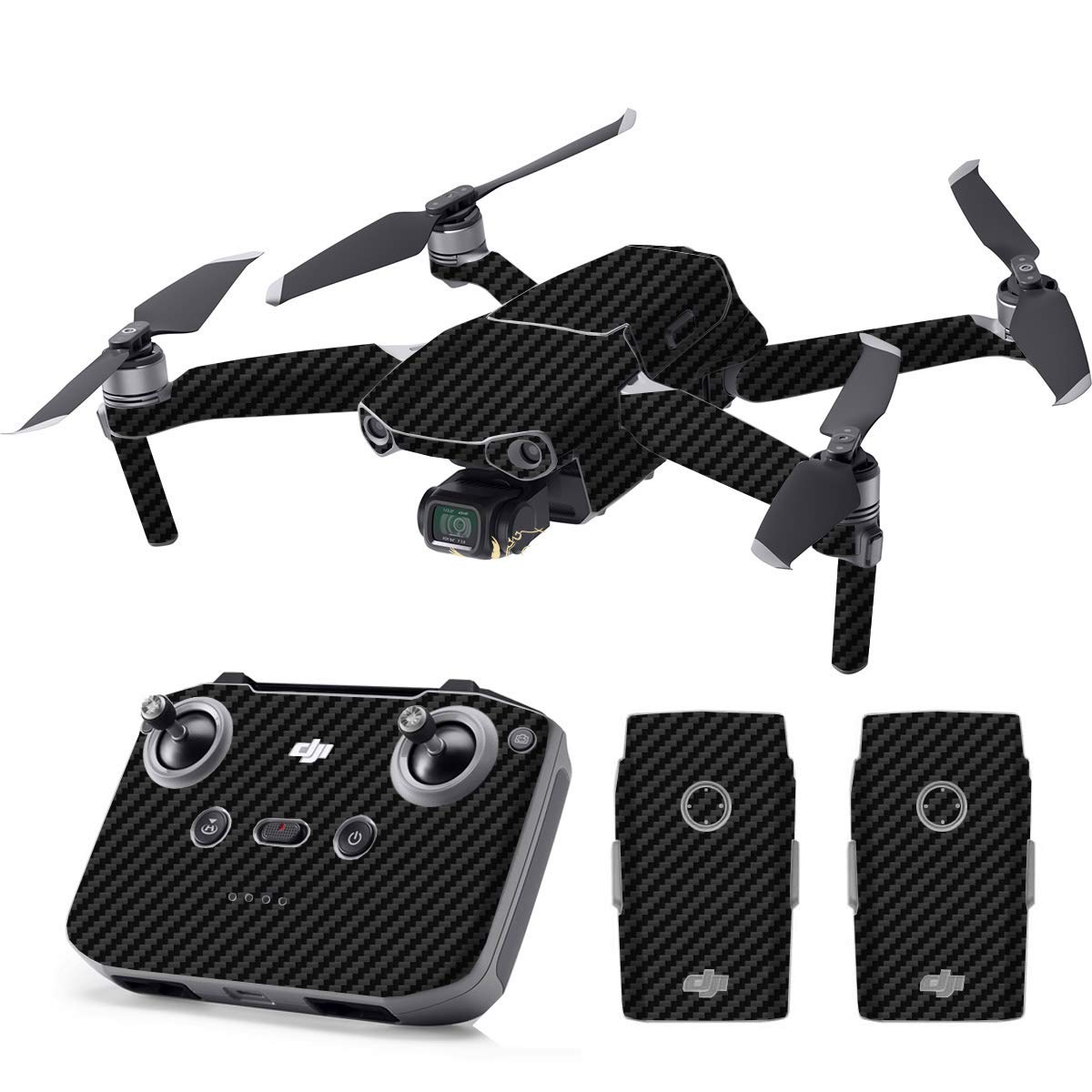 SopiGuard Skin for DJI Mavic Air 2 Precision Vinyl Sticker Full Drone Set + Controller + 3 Battery Skins (3M Carbon Black)