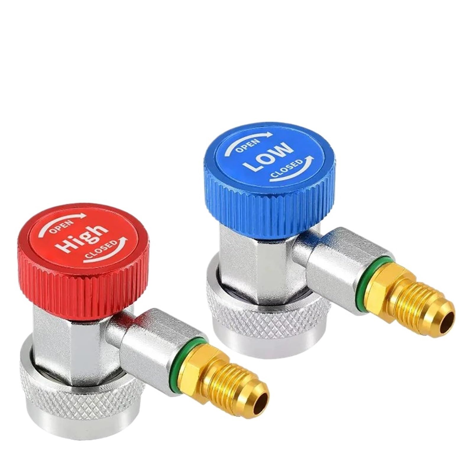 R134A Low High Auto Car Quick Coupler Connector Brass Adapters Car Air Conditioning Refrigerant Adjustable AC Manifold Gauge(R134a)