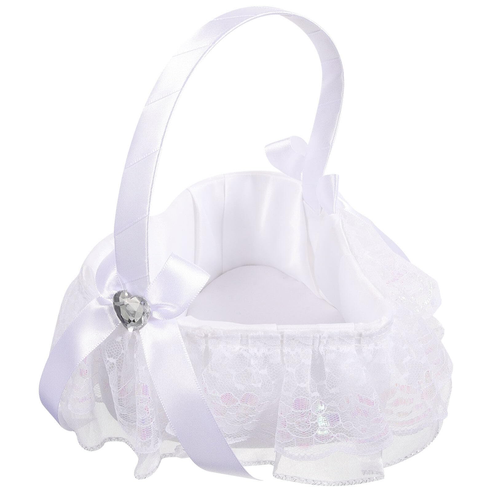 EXCEART EXCEART Cestas De Flores De Raso Canasta De De Pascua Accesorio De Las Muchachas De Flor Cesta Porta Anillos Maceta De Encaje Exterior Suministros para La Fiesta Novia Plástico Texturizado