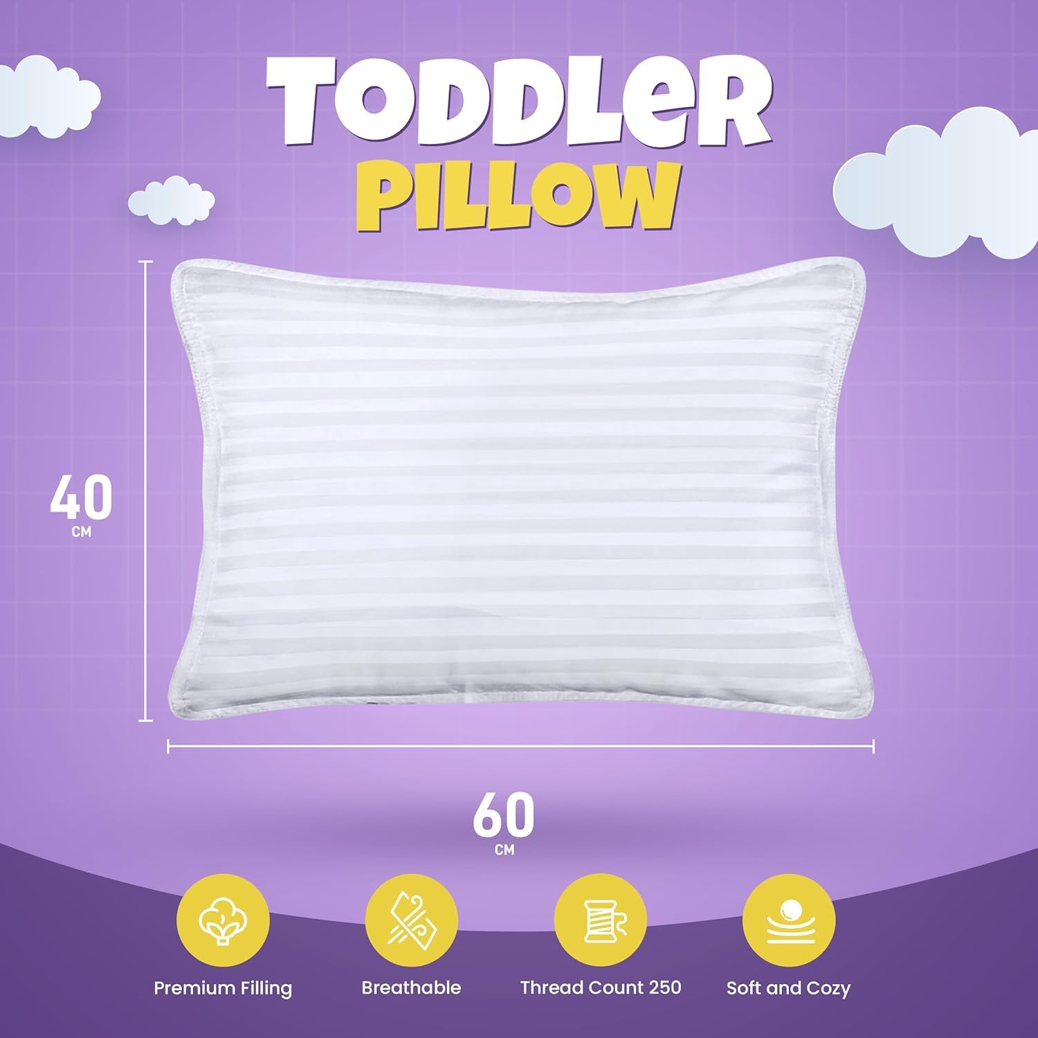 Utopia Bedding Oreiller Enfant (Lot de 2), 40 x 60 cm Coussin pour lit mit Tissu en Coton Mélangé, Respirant Coussin Enfant, pour Les Enfants de 2 Ans et Plus (Blanc)