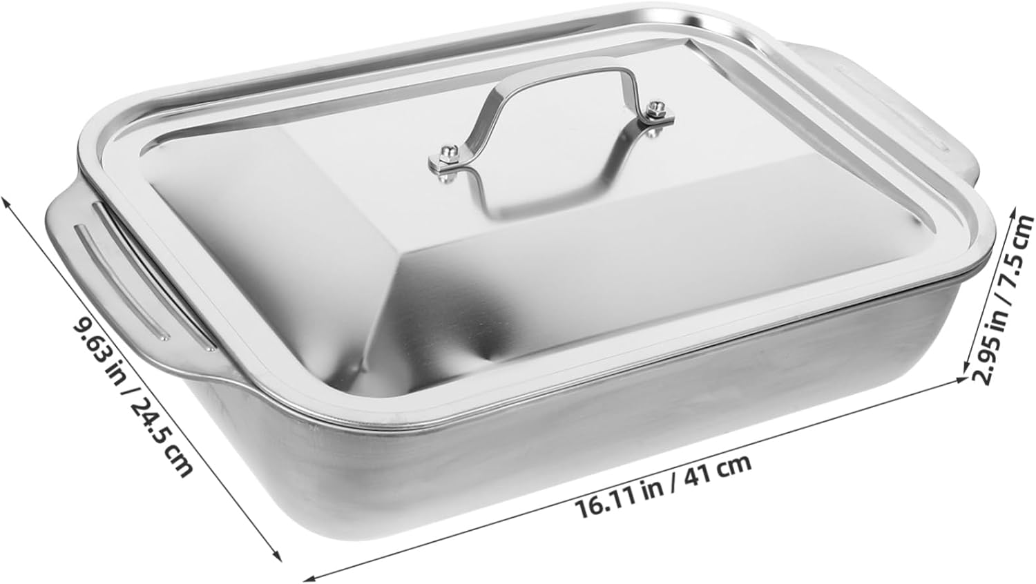 Deep Baking Tray with Lid Roasting Pan Stainless Steel Roast Pan Seafood Serving Tray