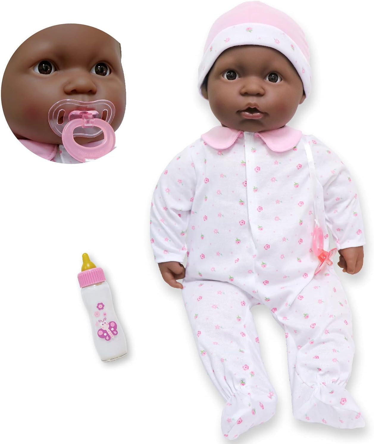 JC Toys - La Baby | African American 20-inch Large Soft Body Baby Doll | Washable | Removable Pink Outfit w/ Hat and Pacifier | For Children 2 Years +