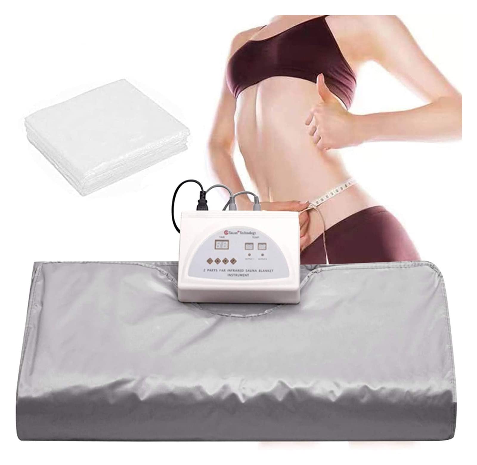 Zestaw do sauny Odchudzanie spalanie tłuszczu ogrzewanie koc do sauny koc do sauny na podczerwień do odchudzania Detox Home Spa Salon kobiety mężczyźni Podgrzewacz do sauny parowej (Color : Silver,