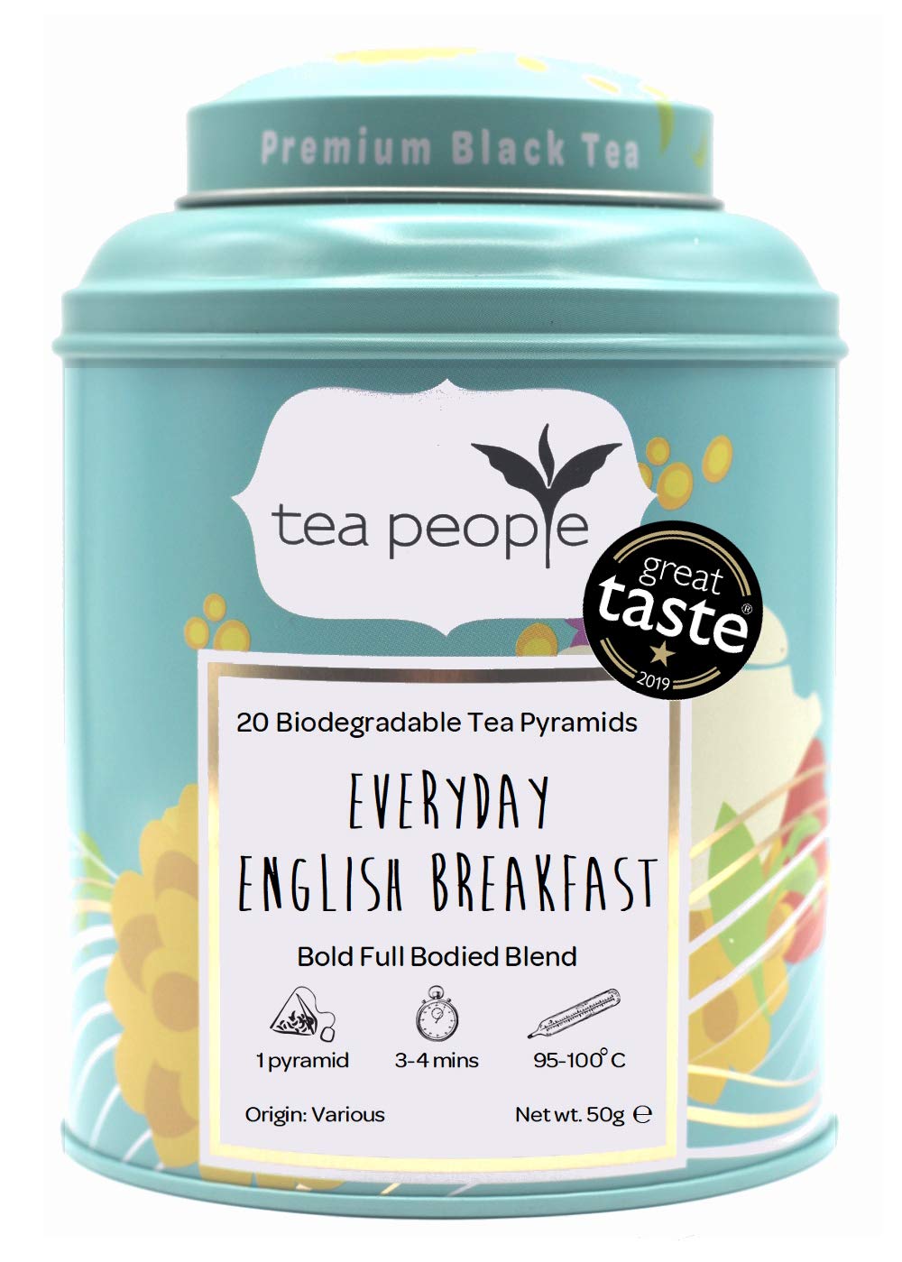 Tea People Everyday English Breakfast - 20 Pyramid Tin Caddy
