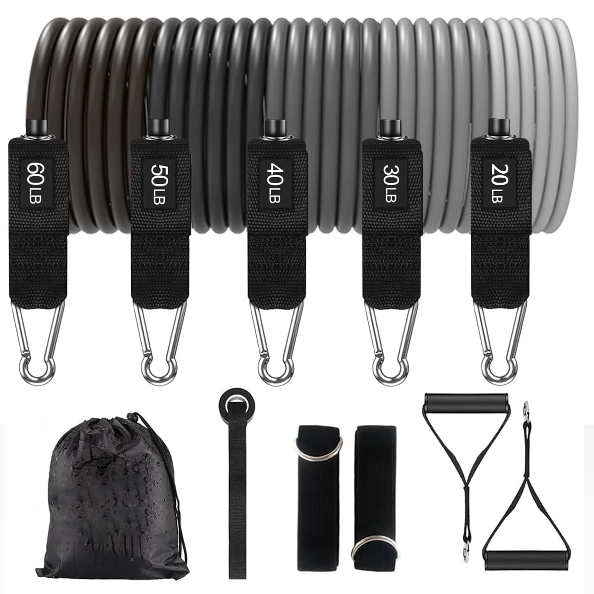 WHATAFIT Resistance Bands, Exercise Bands，Resistance Bands for Working Out, Work Out Bands with Handles for Men and Women Fitness, Strength Training Home Gym Equipment