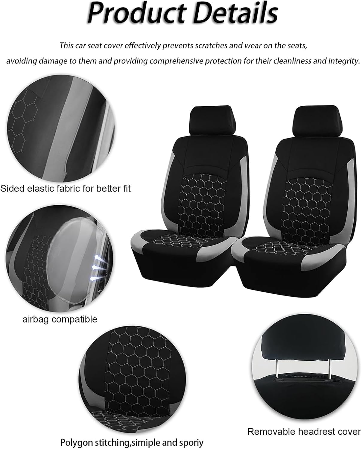 Housses de Siège pour Hyundai INSTER 2024 2025, Voiture Kit Complet Gris Couvre-Siège Avant Arrière Protecteur Coussin Automobile Accessoires Auto