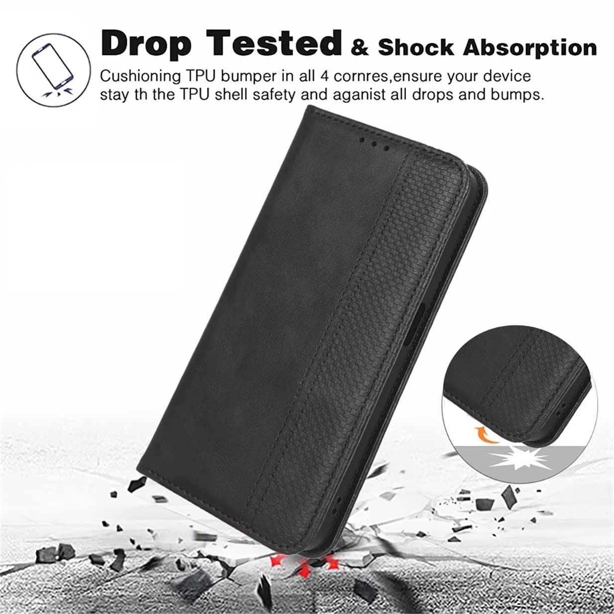 HAOYE Leather Folio Cover per BlackView A55, PU Premium Filp Case