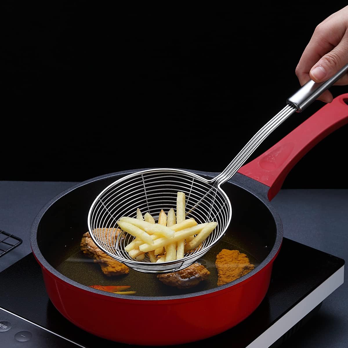 Strainer Spider Skimmers For Kitchen Cooking and Frying Food,Kyraton Stainless Steel Slotted Spoon Pasta Strainers Tomato Food Strainer Skimmer Ladle For Pasta.: Home & Kitchen