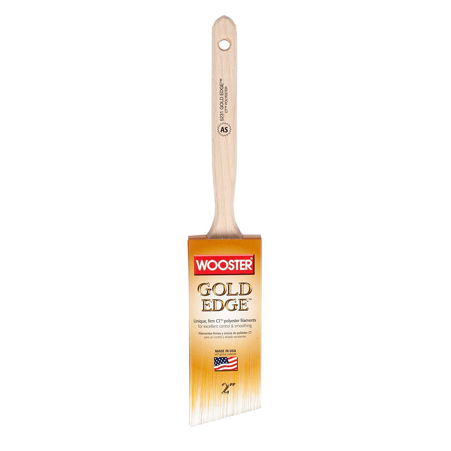 Wooster Brush Gold,White E5231-2 Gold Edge Angle Sash Paintbrush, 2-Inch Size