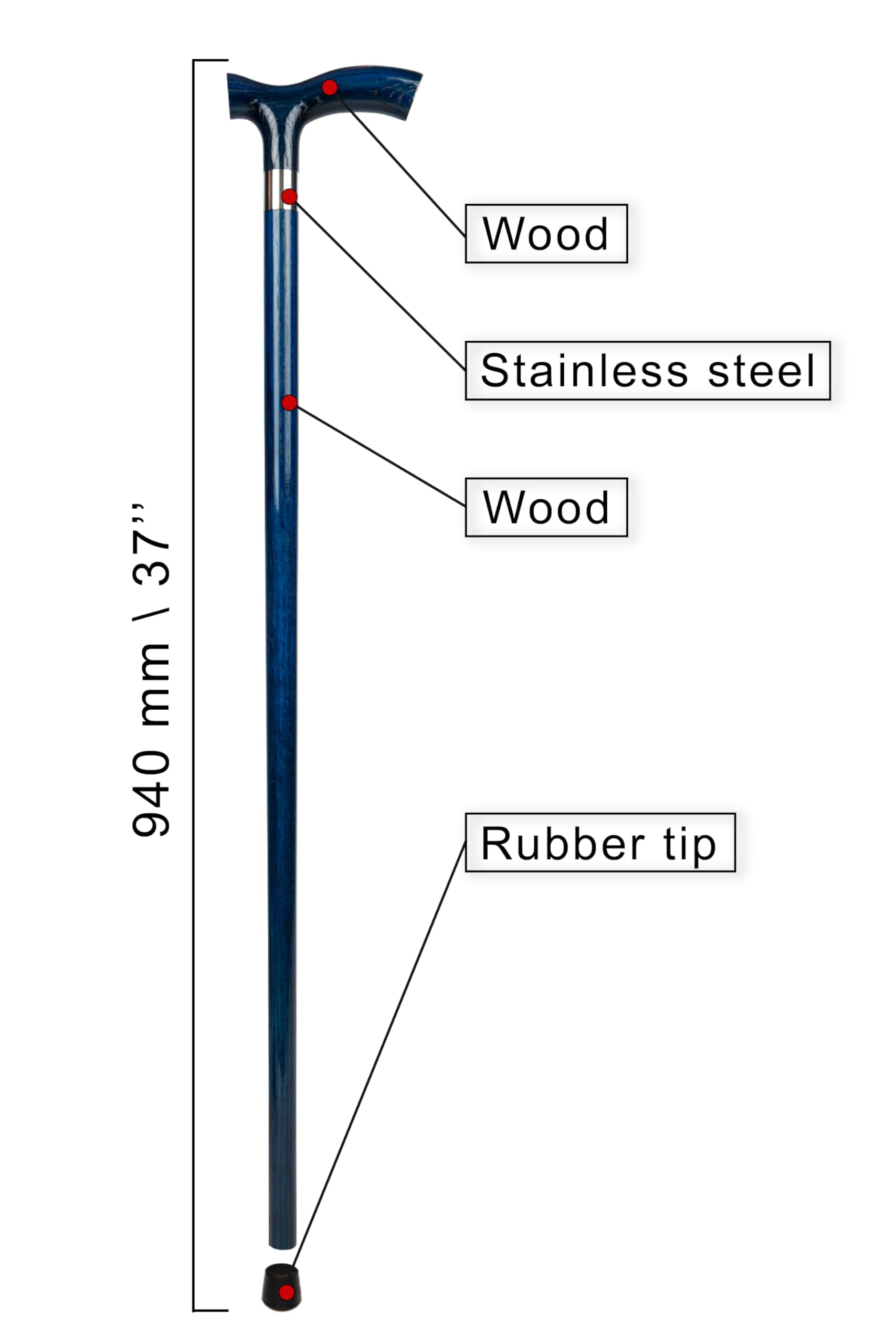 Dr. Watson Classic Fritz Walking Stick – Handcrafted Ash Wood Cane with Polished Stainless Steel Collar