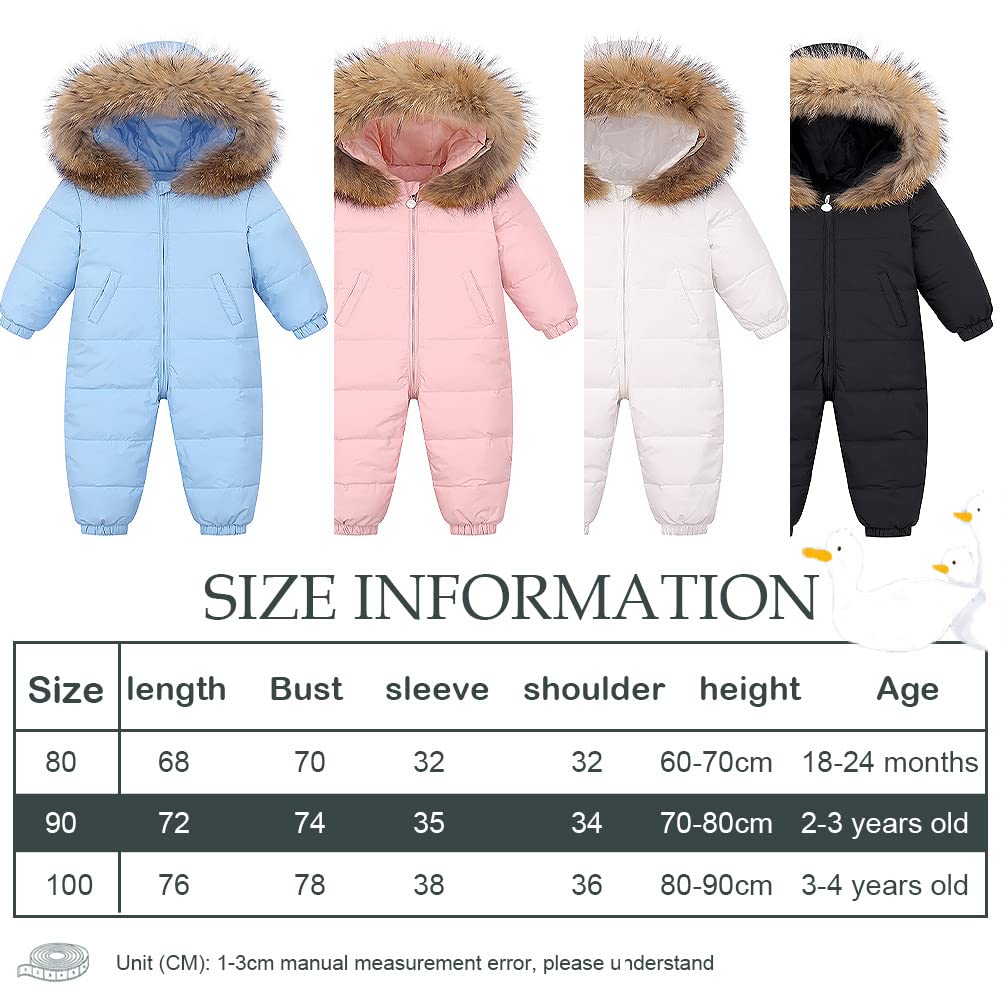 Kinder Säugling Jungen Mädchen Niedlich Daunen Schneeanzug Winter Overall Verdickt Spielanzug Schneeoverall Strampler Einteiler Outfit mit Kapuze