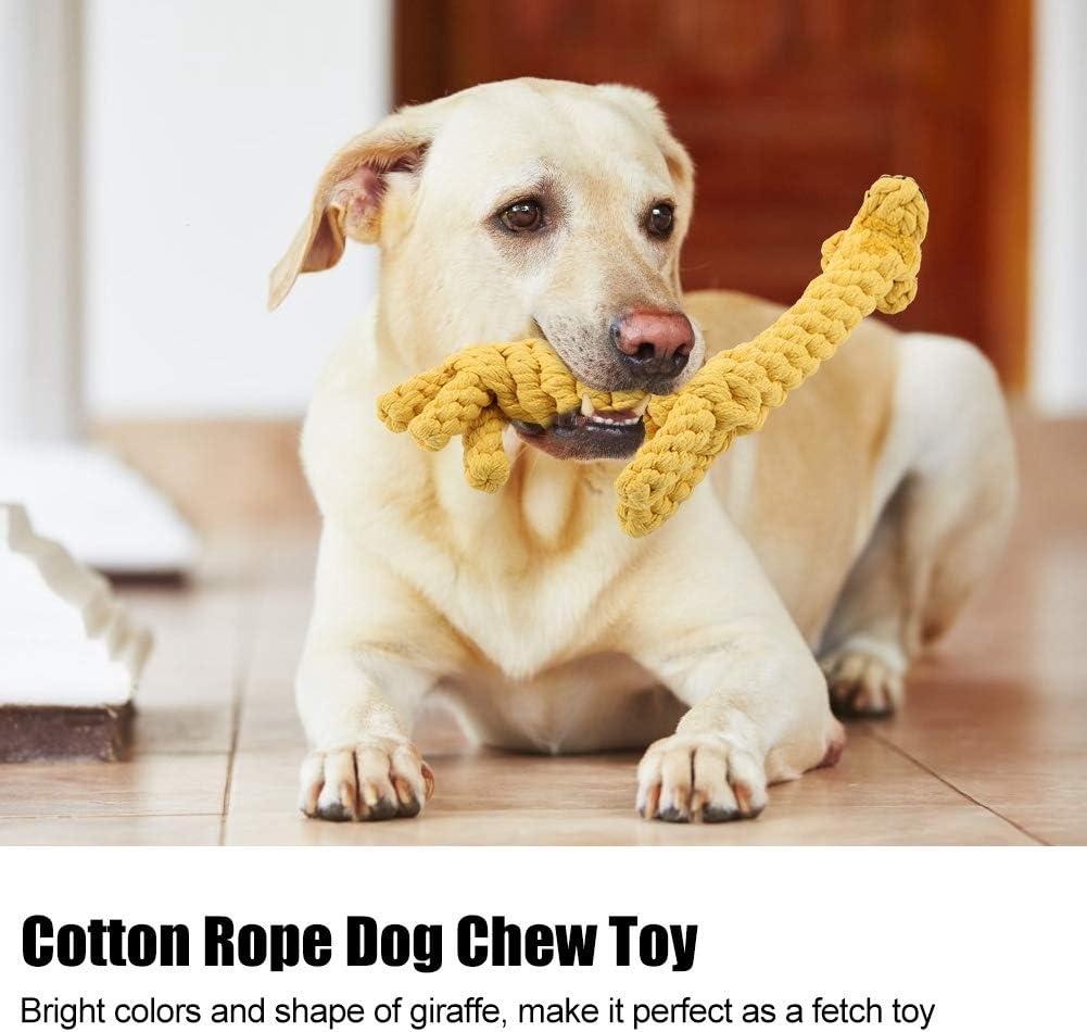 Dog Rope Toy - Cotton Rope Knot Puppy, Pet Puppy Dog Cotton Rope Chew Toys for Teeth Cleaning, Giraffe Design image 2