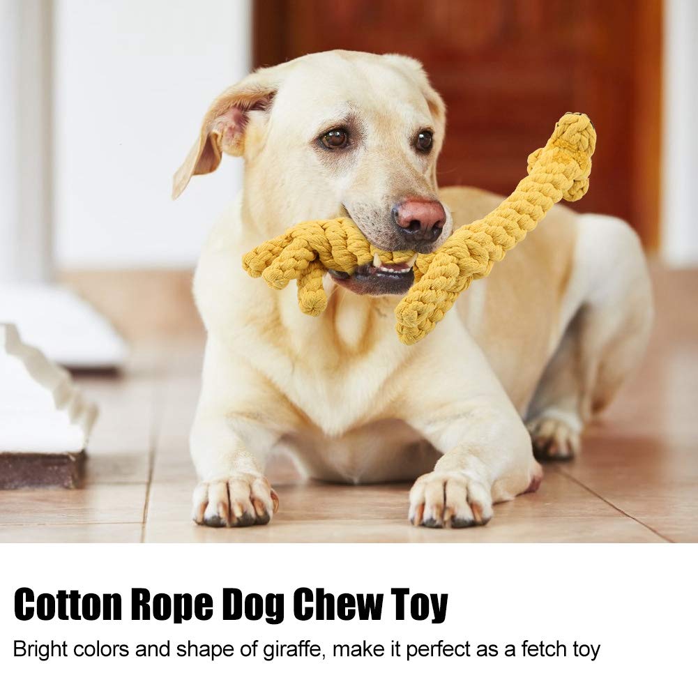DERCLIVE Lindo Perro Juguete para Masticar Cuerda de Algodón Resistente a Las Mordeduras Diseño de Jirafa Regalos de Limpieza para Mascotas