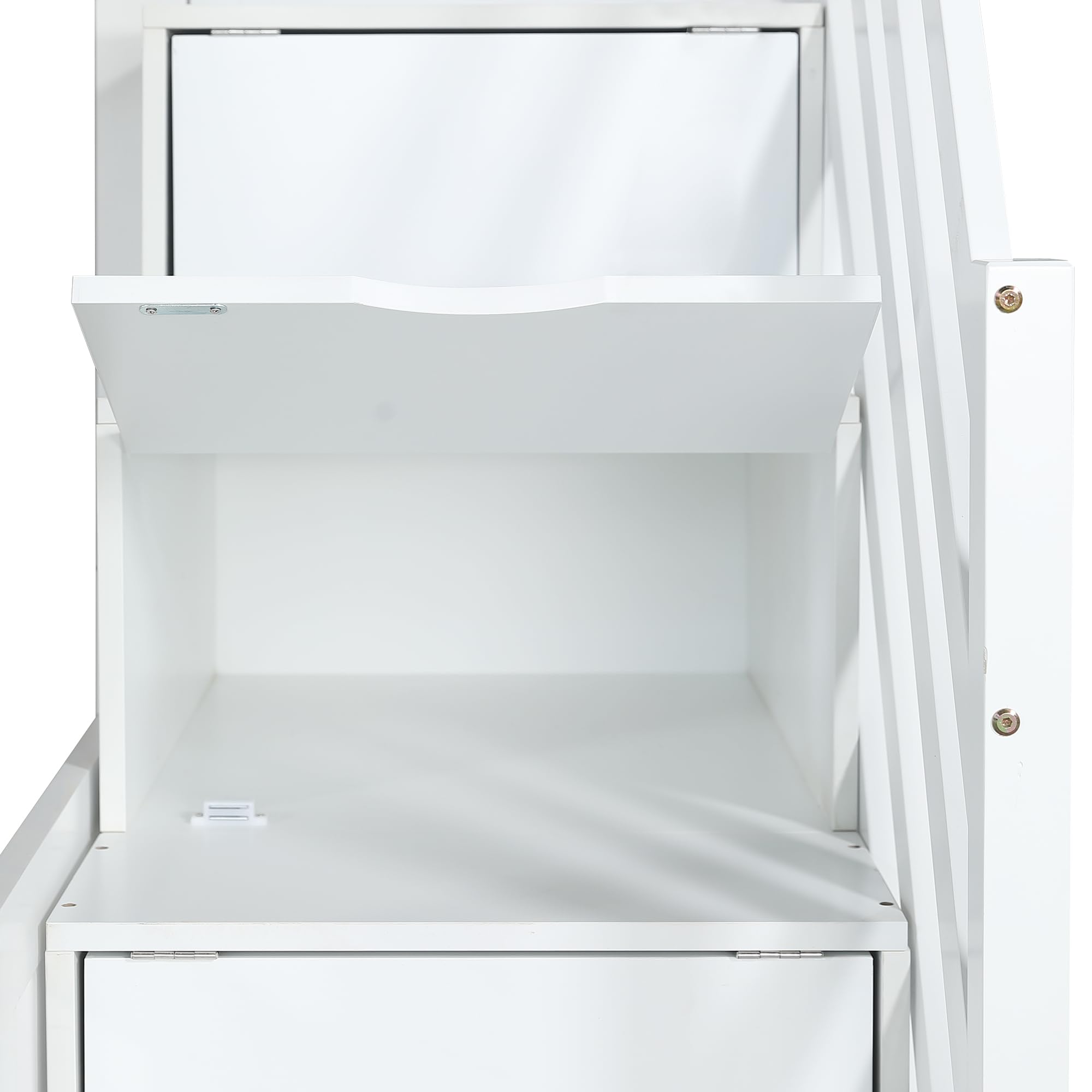 Letto a castello con scala e scivolo, letto a casa, scala con vano portaoggetti, telaio in legno di pino e MDF, letto per bambini con finestra e tetto, con griglia anticaduta e cassetto