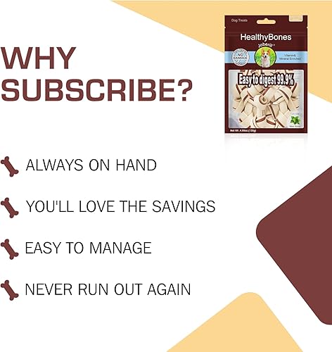 Miniatura 4 de UrbanX HealthyBones - Mini masticables saludables de mantequilla de maní sin cuero crudo para perros de agua estadounidense y otros perros