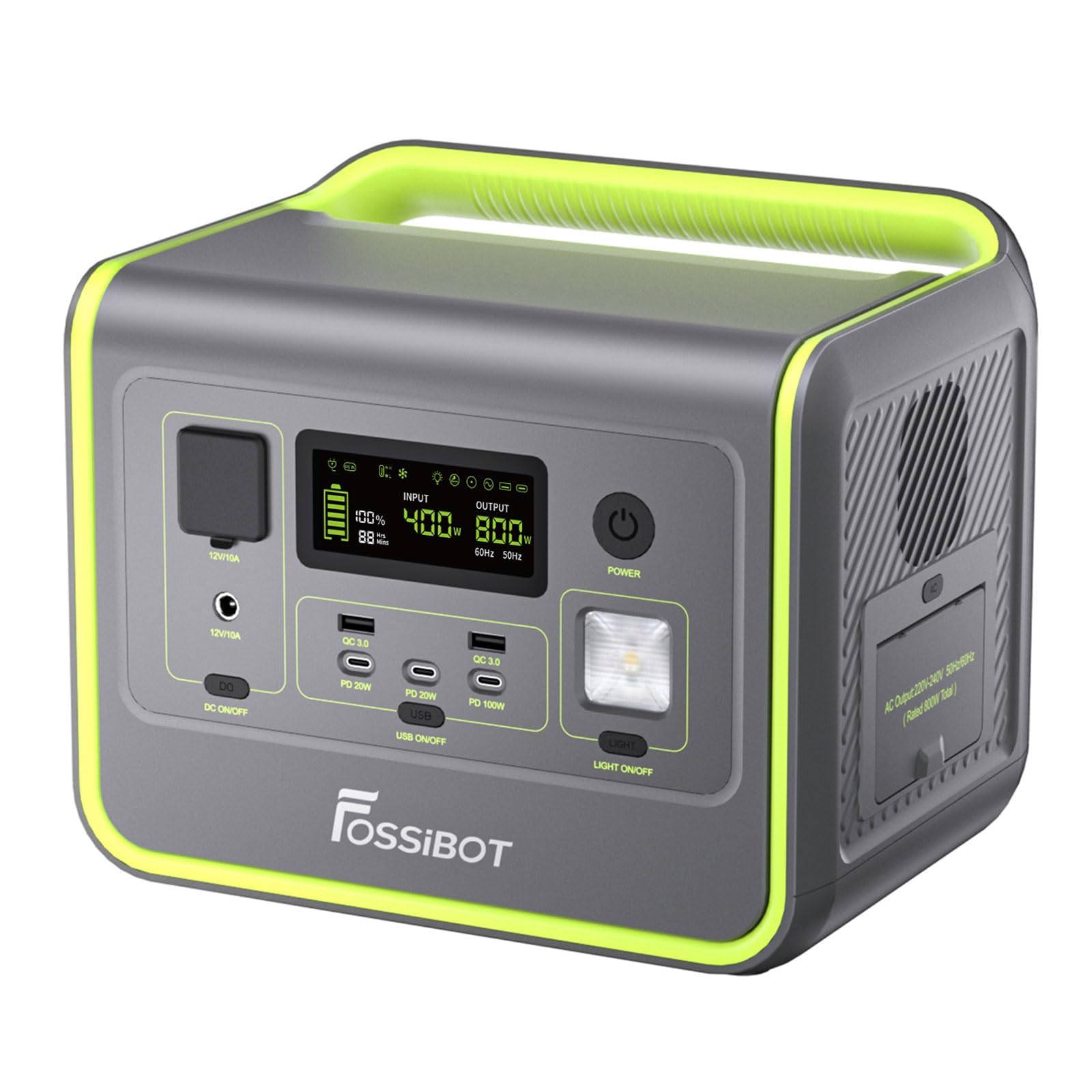 Station Électrique Portable FOSSiBOT F1200 - 1024Wh, 2000W - Générateur Solaire Pour Camping, Voyage