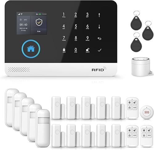 Miniatura 1 de Sistema de seguridad para el hogar inalámbrico, sistema de alarma para el hogar con APP, alerta y control instantáneo, kit de 24 piezas con