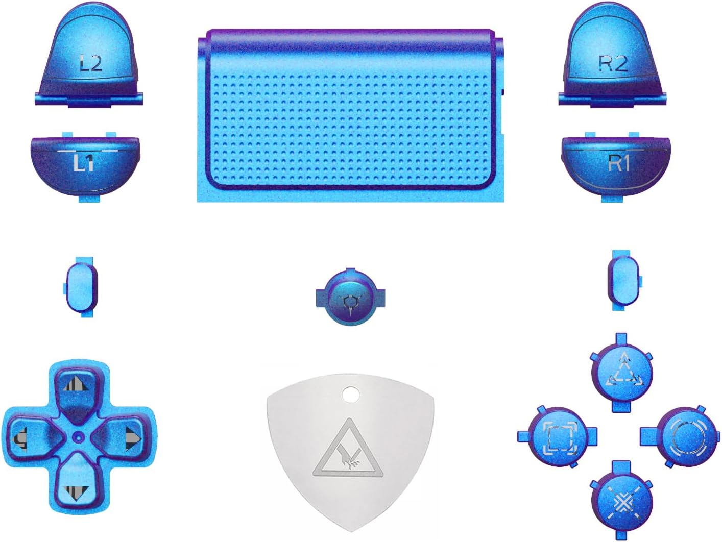 Chameleon Purple Blue Classical Symbols Custom Replacement Full Set Buttons for ps4 Slim Pro CUH-ZCT2 Controller - Compatible with ps4 DTFS LED Kit - Controller NOT Included