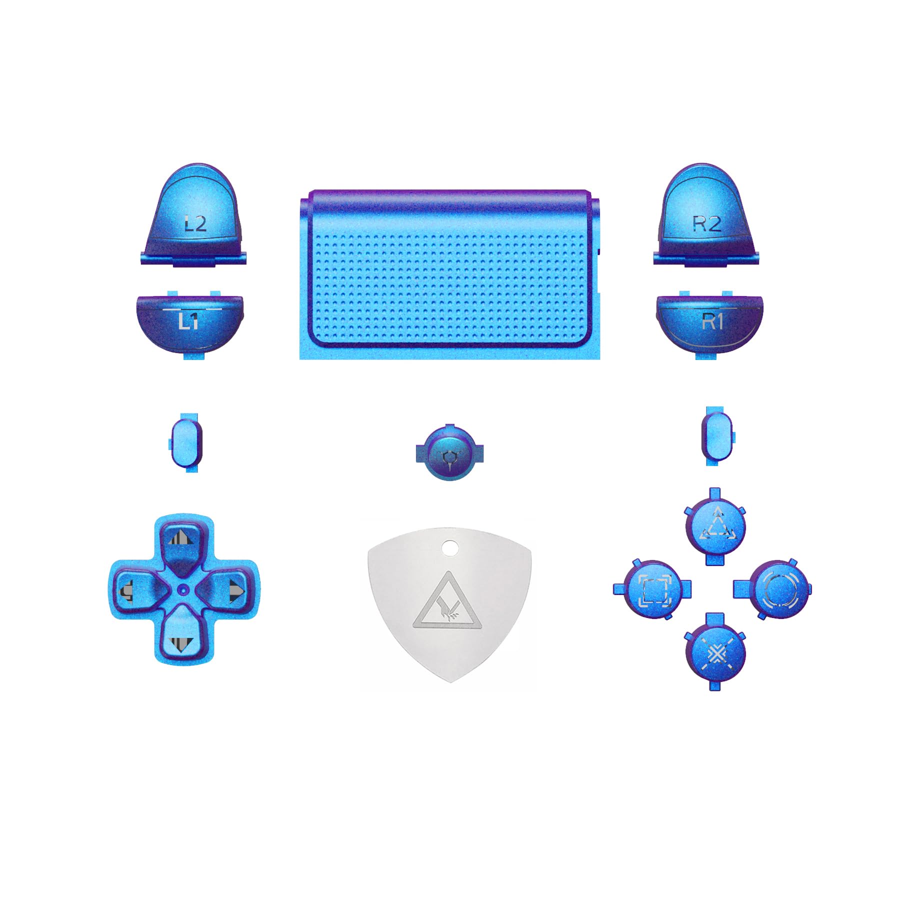 eXtremeRate Chameleon Purple Blue Classical Symbols Custom Replacement Full Set Buttons for ps4 Slim Pro CUH-ZCT2 Controller - Compatible with ps4 DTFS LED Kit - Controller NOT Included