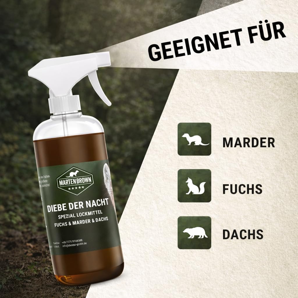 Martenbrown® Diebe der Nacht środek wabiący do kun, lisów, borsuków, szopów praczy, substancja wabiąca pułapkę na kuny, pułapka na kuny, pułapka na kuny, 500 ml