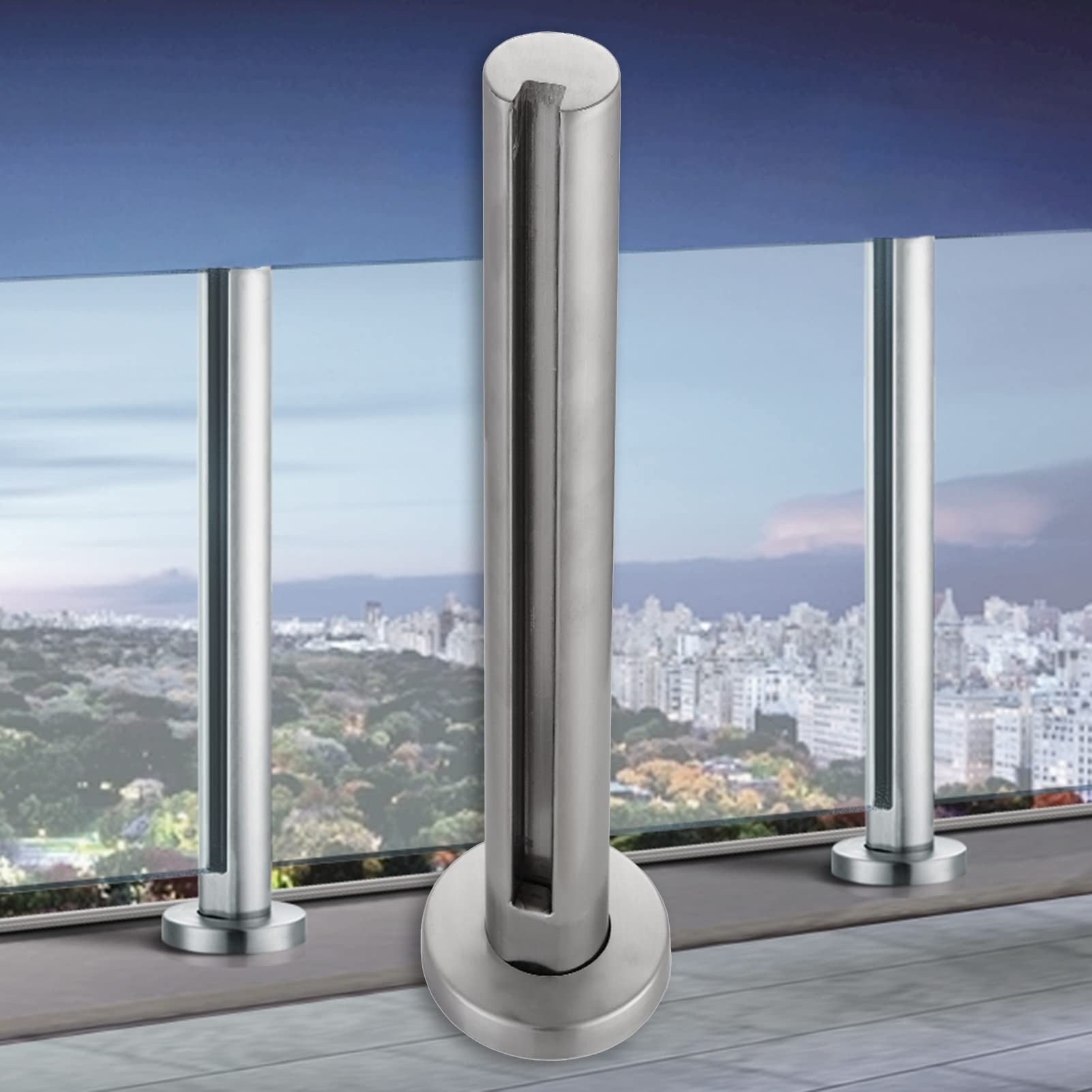 Abrazadera de soporte para poste de cubierta en acero resistente para vidrios de 12 mm