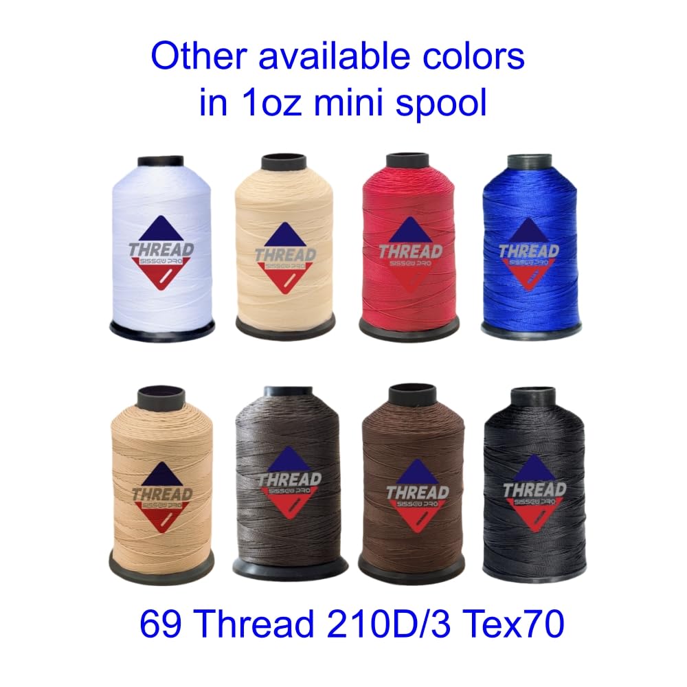 Sissewpro - Hilo de nailon 69 para tapicería, hilo resistente para máquina de coser, hilo blanco y negro para cuero, abalorios, tejido de cabello, mezclilla, lienzo, correas Tex70, 4 onzas, 1500